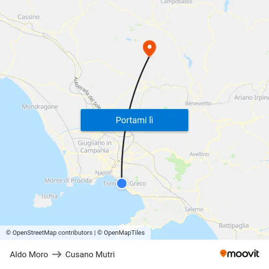 Aldo Moro to Cusano Mutri map