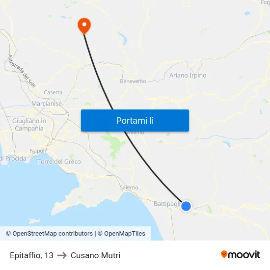 Epitaffio, 13 to Cusano Mutri map