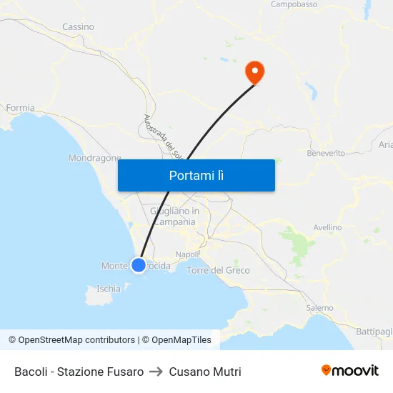 Bacoli - Stazione Fusaro to Cusano Mutri map