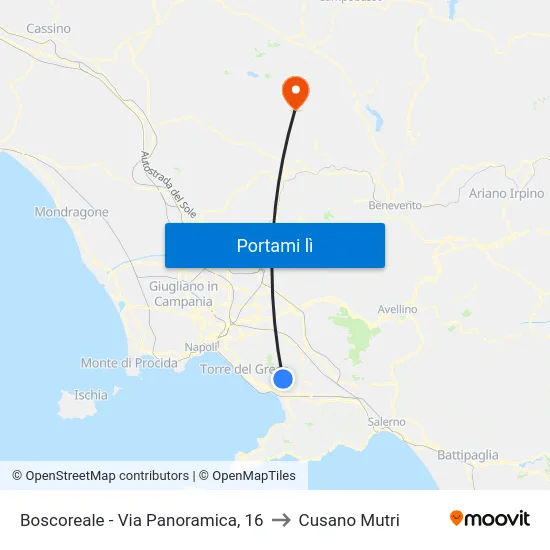 Boscoreale - Via Panoramica, 16 to Cusano Mutri map