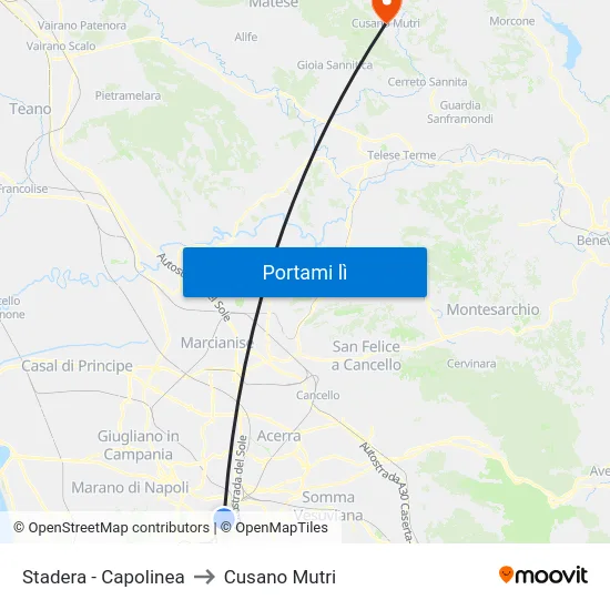 Stadera - Capolinea to Cusano Mutri map