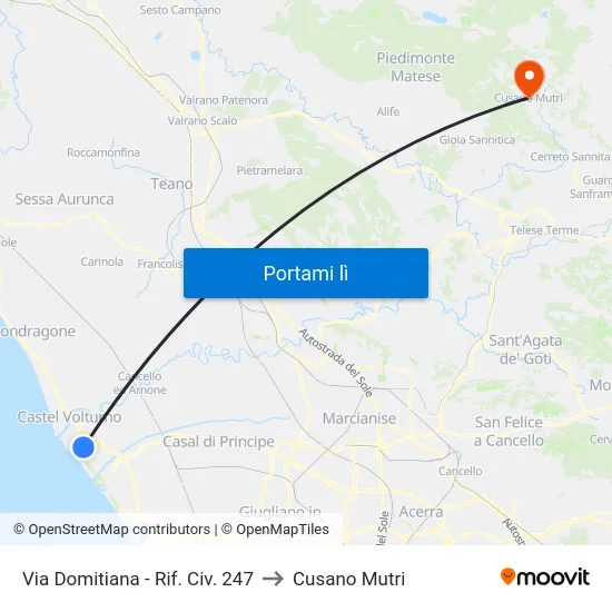 Via Domitiana - Rif. Civ. 247 to Cusano Mutri map