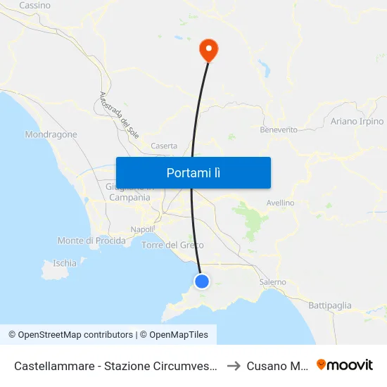 Castellammare - Stazione Circumvesuviana to Cusano Mutri map