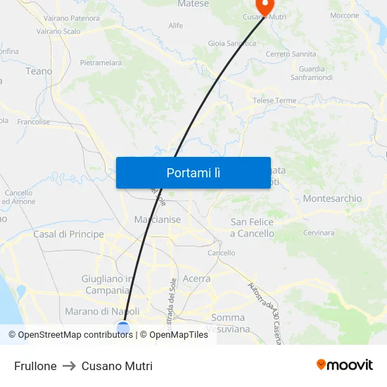 Frullone to Cusano Mutri map