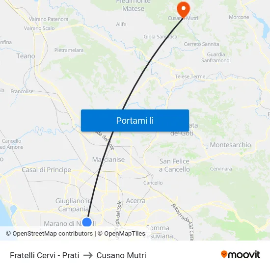 Fratelli Cervi - Prati to Cusano Mutri map