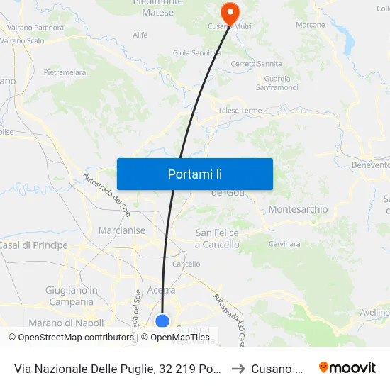 Via Nazionale Delle Puglie, 32 219 Pomigliano to Cusano Mutri map