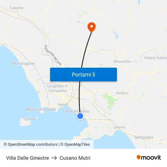 Villa Delle Ginestre to Cusano Mutri map