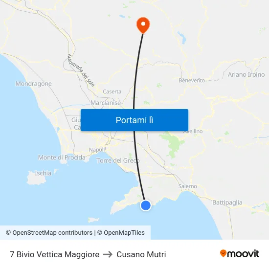 7 Bivio Vettica Maggiore to Cusano Mutri map