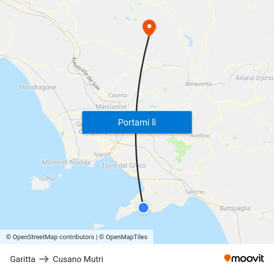 Garitta to Cusano Mutri map