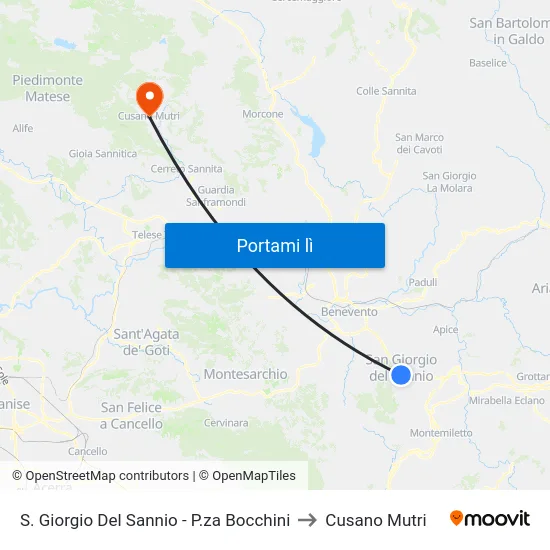 S. Giorgio Del Sannio - P.za Bocchini to Cusano Mutri map