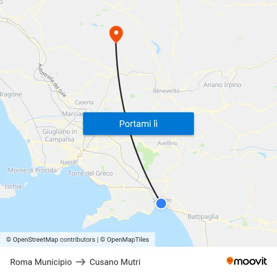 Roma Municipio to Cusano Mutri map