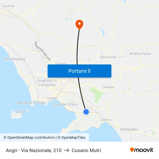Angri - Via Nazionale, 210 to Cusano Mutri map