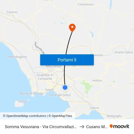 Somma Vesuviana - Via Circumvallazione,120 to Cusano Mutri map