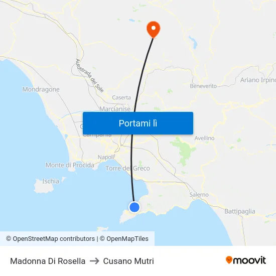 Madonna Di Rosella to Cusano Mutri map