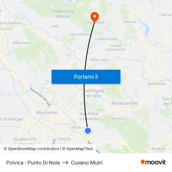 Polvica - Punto Di Nola to Cusano Mutri map