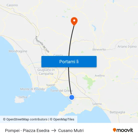 Pompei - Piazza Esedra to Cusano Mutri map