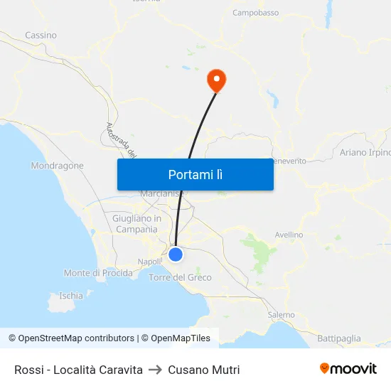 Rossi - Località Caravita to Cusano Mutri map