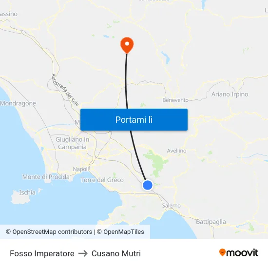 Fosso Imperatore to Cusano Mutri map