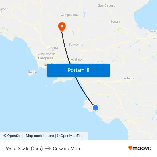 Vallo Scalo (Cap) to Cusano Mutri map