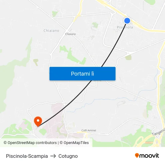 Piscinola-Scampia to Cotugno map