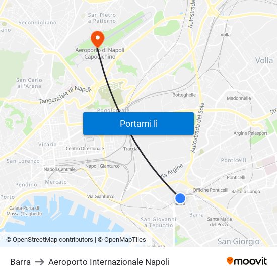 Barra to Aeroporto Internazionale Napoli map