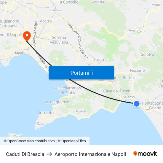 Caduti Di Brescia to Aeroporto Internazionale Napoli map