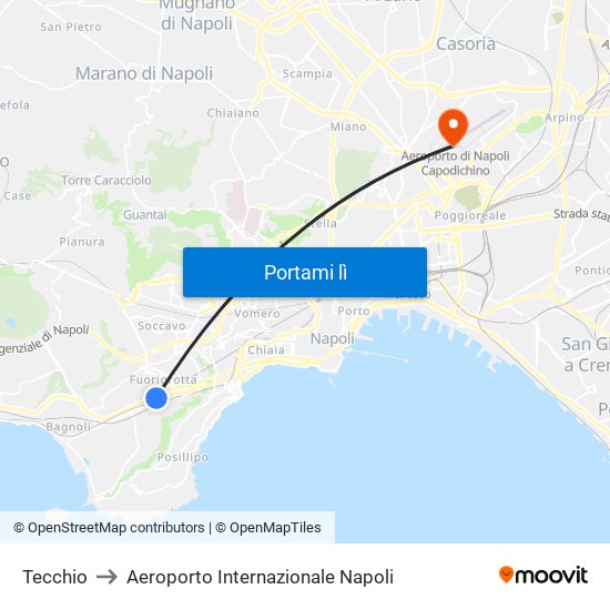 Tecchio to Aeroporto Internazionale Napoli map