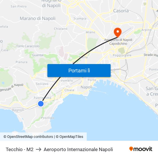 Tecchio - M2 to Aeroporto Internazionale Napoli map