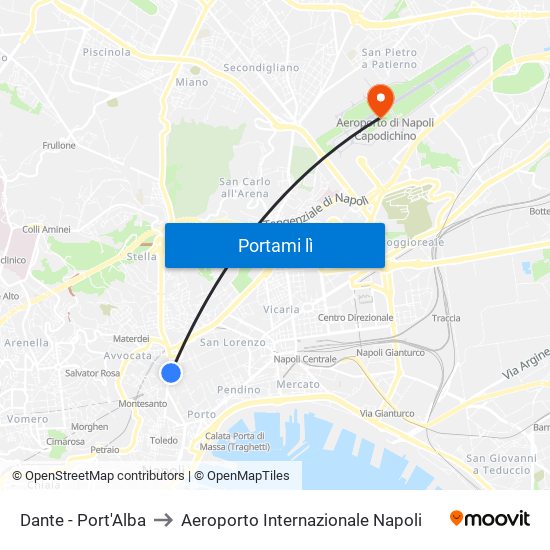 Dante - Port'Alba to Aeroporto Internazionale Napoli map