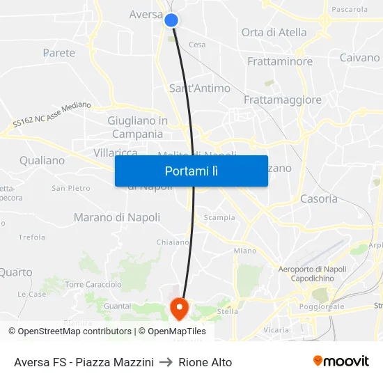 Aversa FS - Piazza Mazzini to Rione Alto map