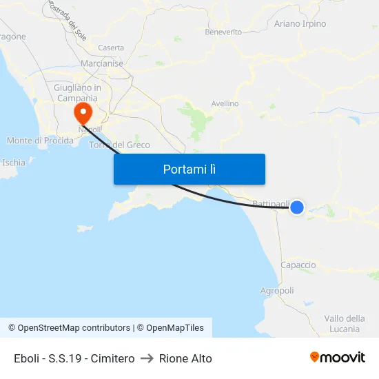 Eboli - S.S.19 - Cimitero to Rione Alto map