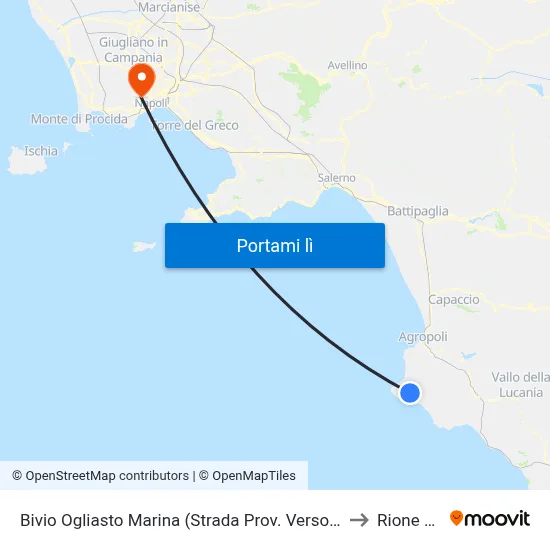 Bivio Ogliasto Marina (Strada Prov. Verso Agropoli) to Rione Alto map
