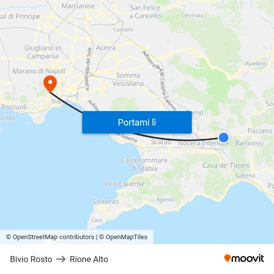 Bivio Rosto to Rione Alto map