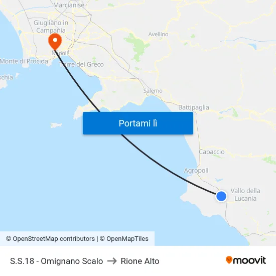 S.S.18 - Omignano Scalo to Rione Alto map