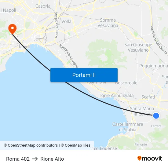 Roma 402 to Rione Alto map