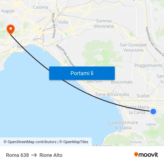 Roma 638 to Rione Alto map