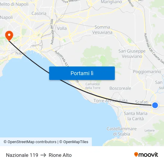 Nazionale 119 to Rione Alto map