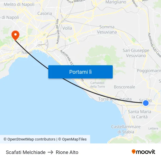 Scafati Melchiade to Rione Alto map
