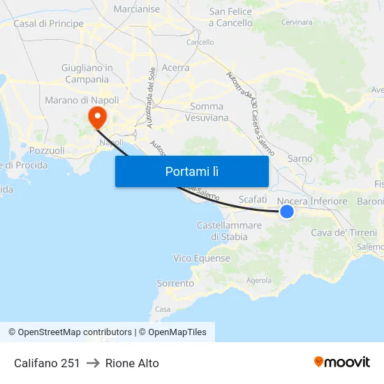 Califano 251 to Rione Alto map