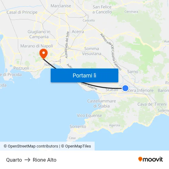 Quarto to Rione Alto map