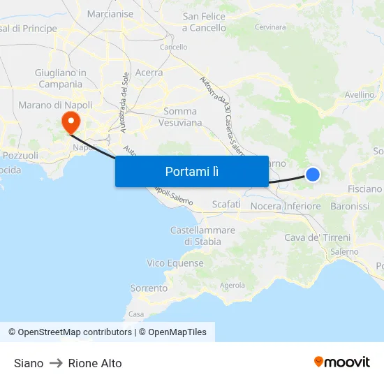 Siano to Rione Alto map