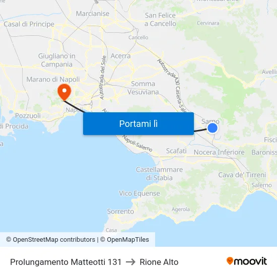 Prolungamento Matteotti 131 to Rione Alto map