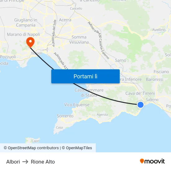 Albori to Rione Alto map