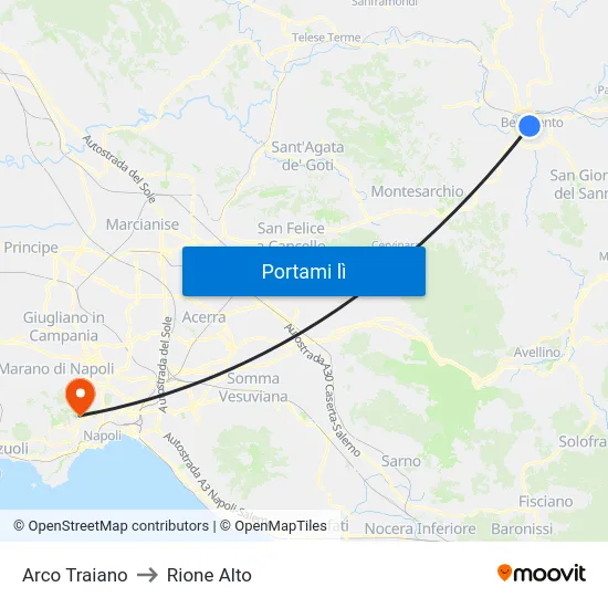 Arco Traiano to Rione Alto map