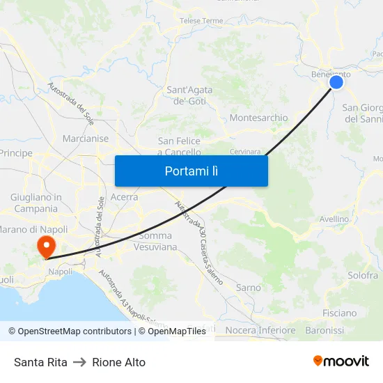 Santa Rita to Rione Alto map
