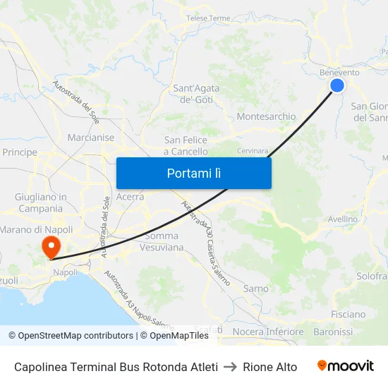 Capolinea Terminal Bus Rotonda Atleti to Rione Alto map