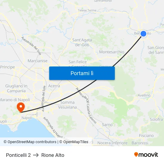 Ponticelli 2 to Rione Alto map