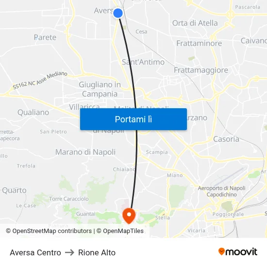 Aversa Centro to Rione Alto map