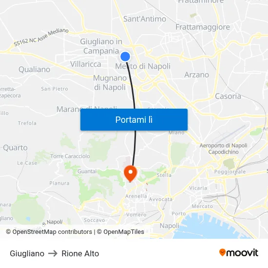 Giugliano to Rione Alto map