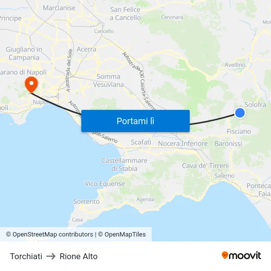 Torchiati to Rione Alto map